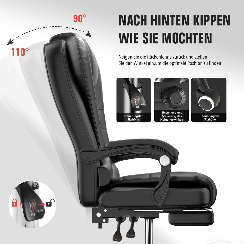 Bürostuhl, 360° drehbar für Home Office (Schwarz) für Homeoffice – Detailansicht 2