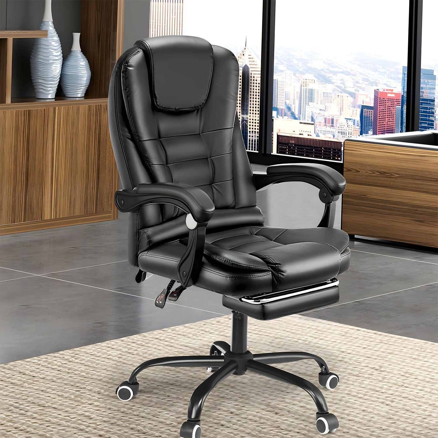 Bürostuhl, 360° drehbar für Home Office (Schwarz) für Homeoffice – Detailansicht 3