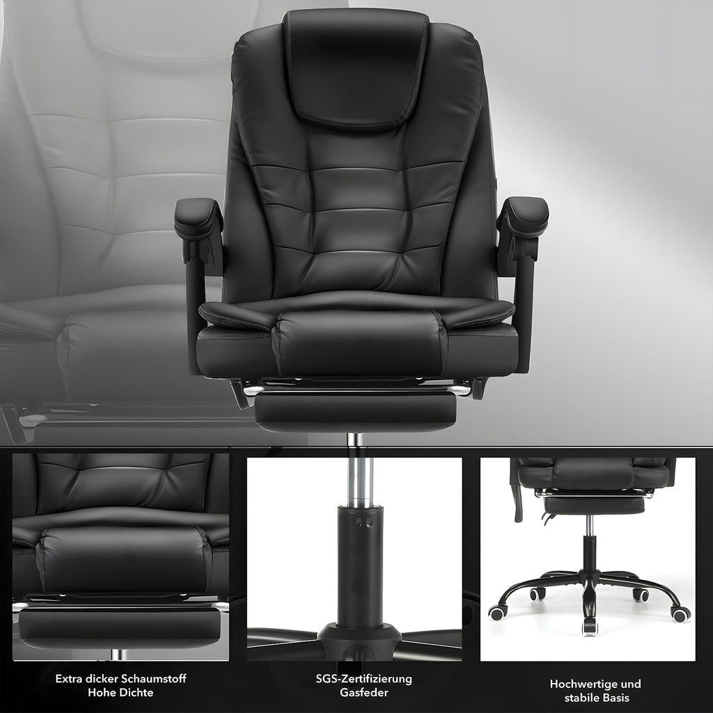 Bürostuhl, 360° drehbar für Home Office (Schwarz) für Homeoffice – Detailansicht 4