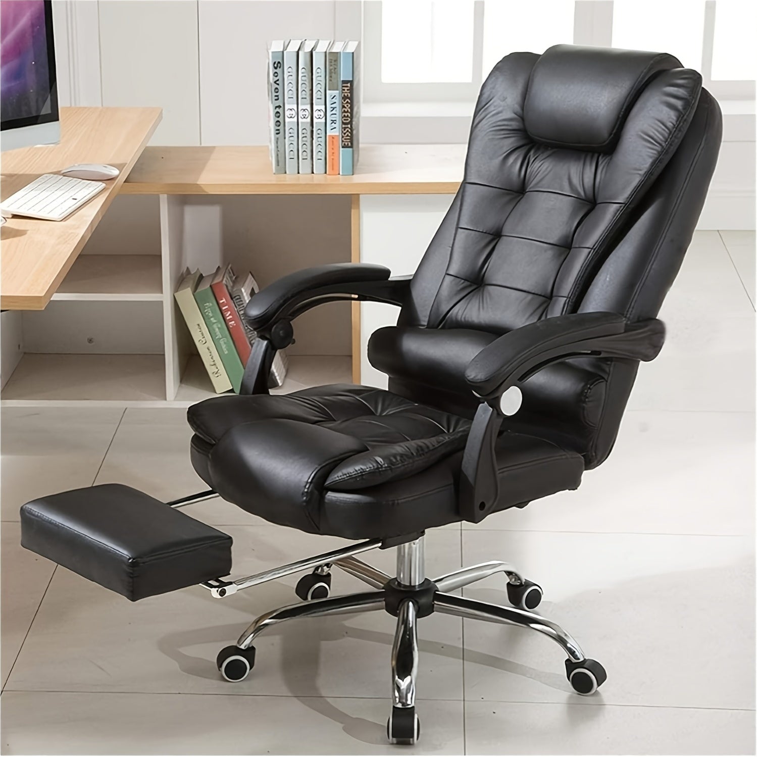 Bürostuhl, 360° drehbar für Home Office (Schwarz) für Homeoffice – Detailansicht 5