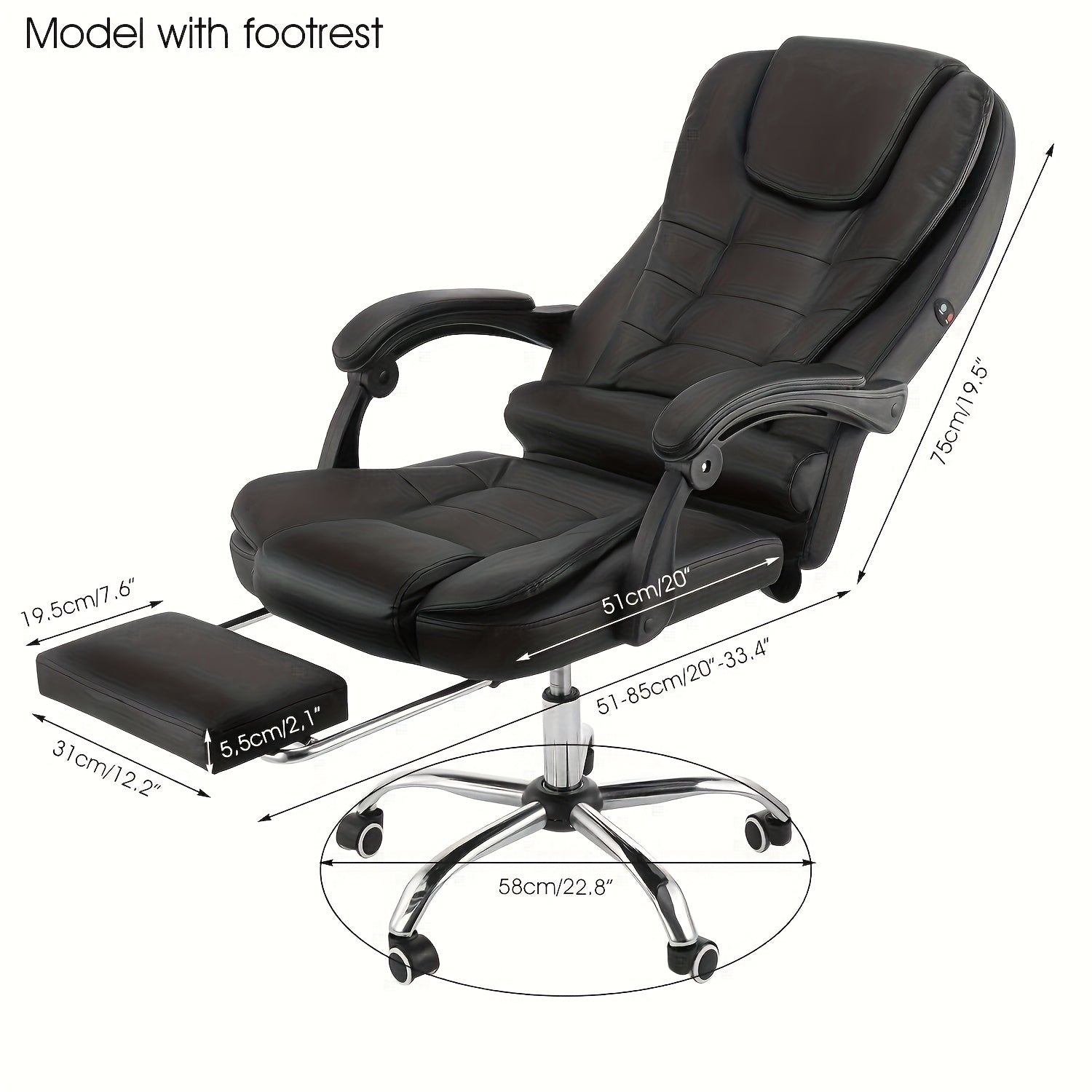 Bürostuhl, 360° drehbar für Home Office (Schwarz) für Homeoffice – Detailansicht 7