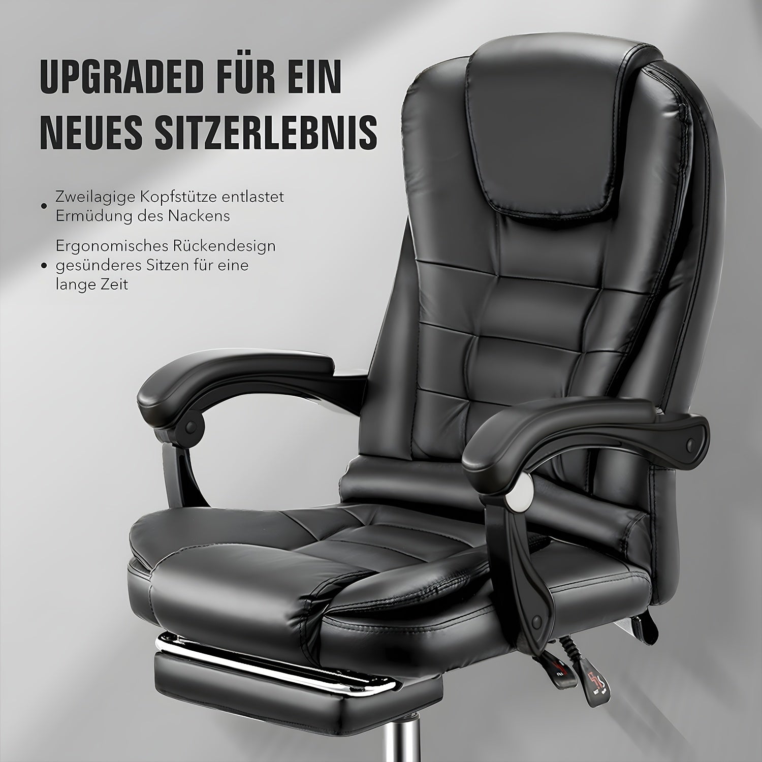 Bürostuhl, 360° drehbar für Home Office (Schwarz) für Homeoffice – Detailansicht 10
