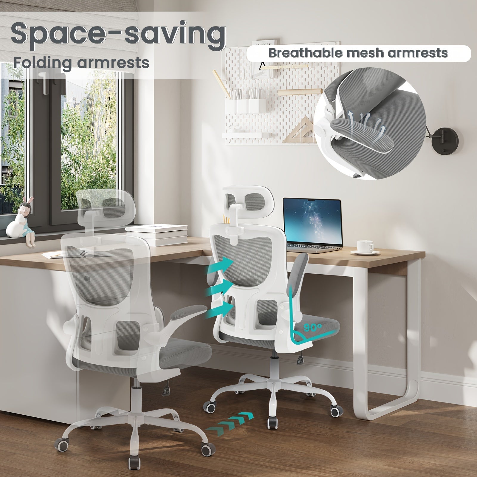 Bürostuhl, Blau für Homeoffice und Büros – Detailansicht 9
