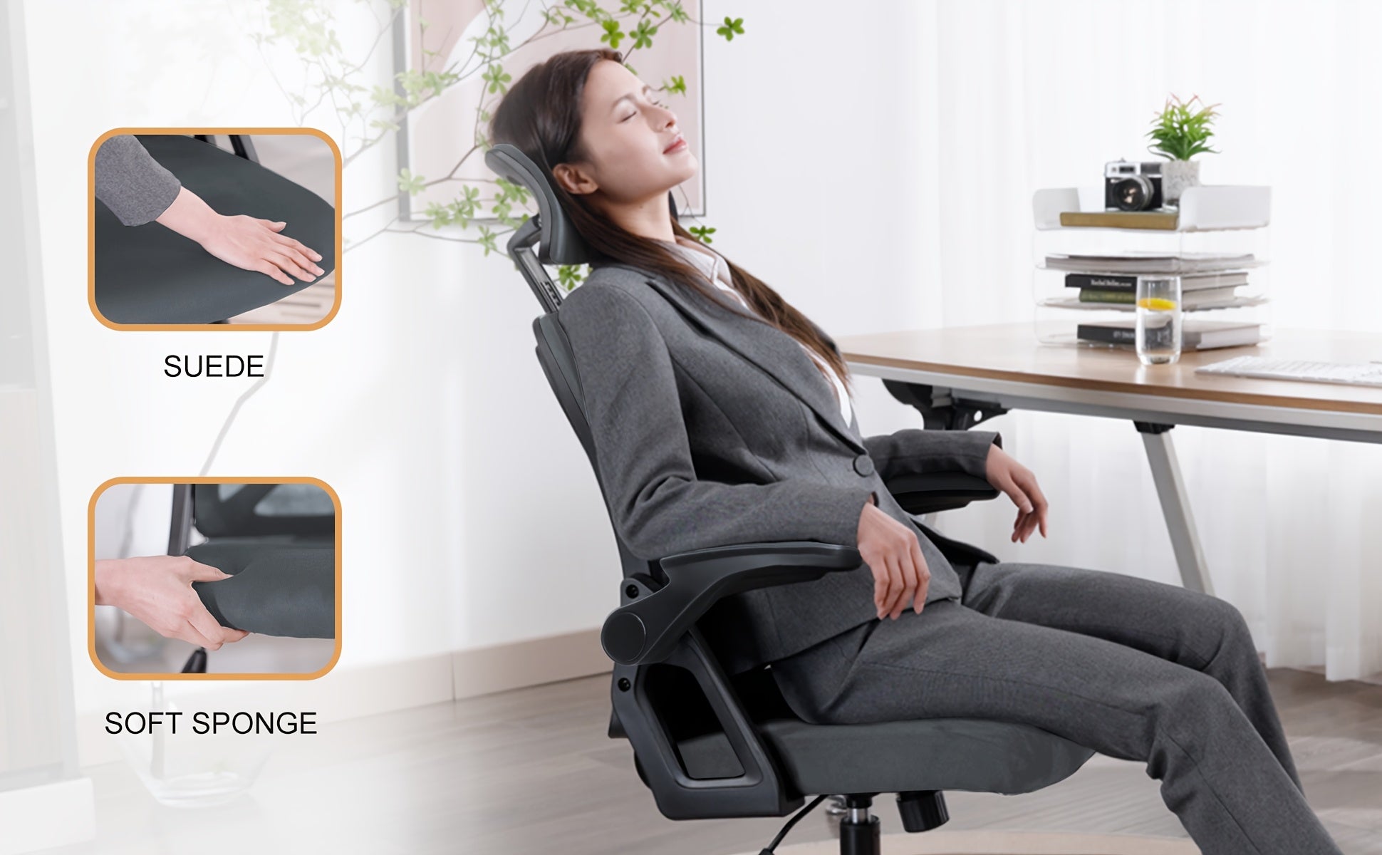 Bürostuhl, Grau für Homeoffice und Büro – Detailansicht 10