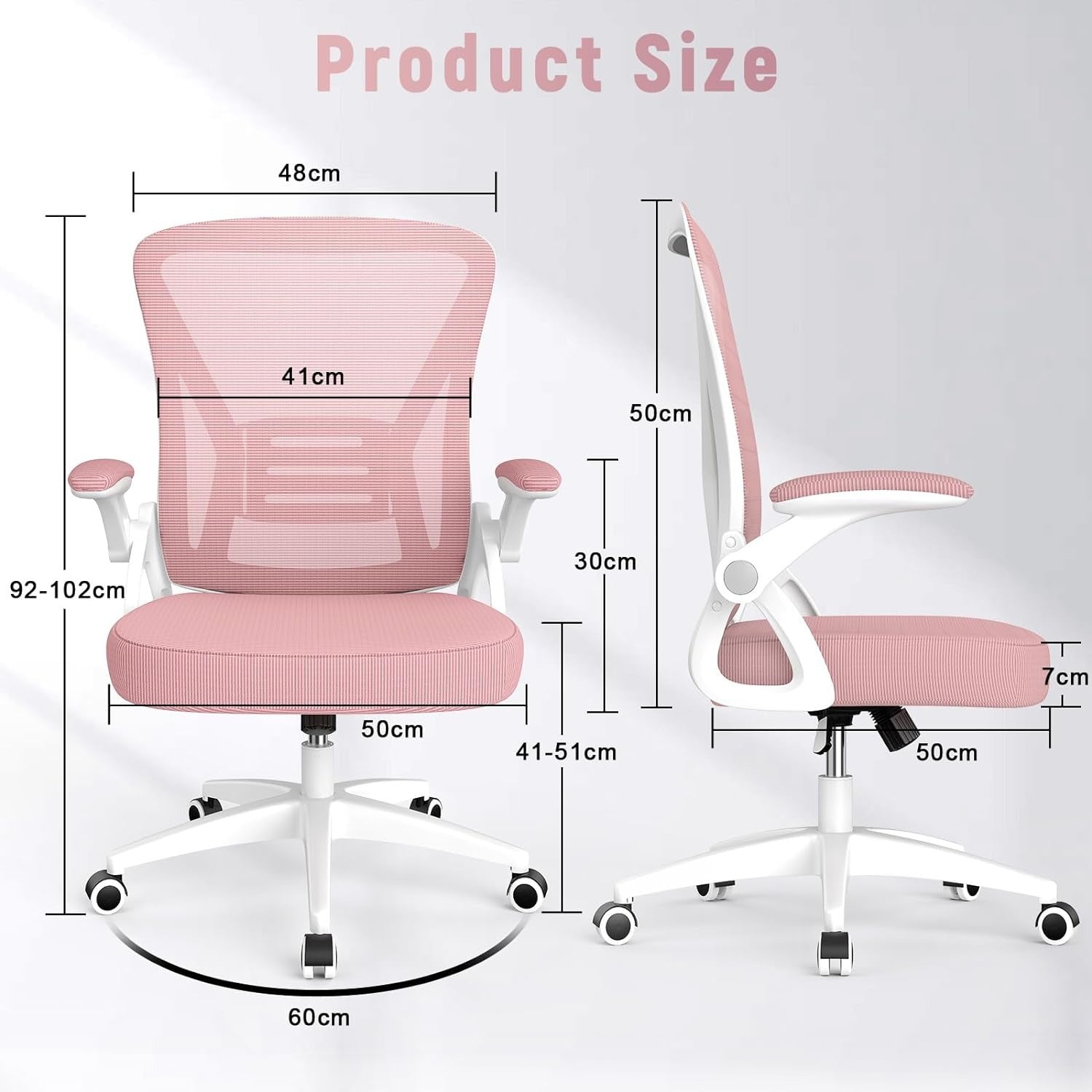 Bürostuhl, Rosa für Büro und Homeoffice – Detailansicht 32
