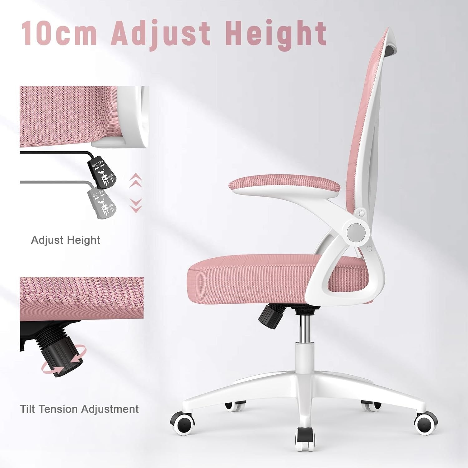 Bürostuhl, Rosa für Büro und Homeoffice – Detailansicht 36