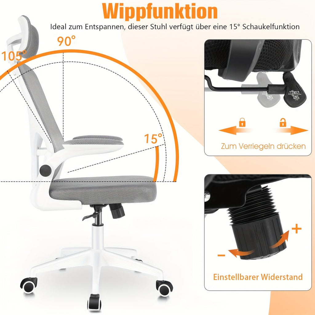 Bürostuhl, Weiß für Büro und Homeoffice – Detailansicht 9