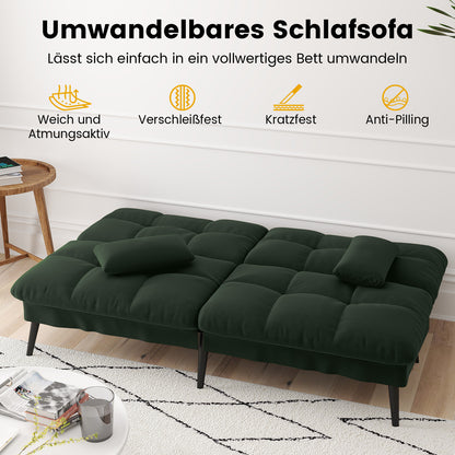 Sofa Schlafsofa mit Schlaffunktion, überzug Futon Klappsofa, Bettcouch, ecksofa, Couch Gästebett, 3-Sitzer Sofa, mit verstellbare Rückenlehne aus Stoff