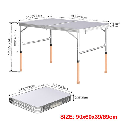 Klapptisch für Innen, Außen, Garten, Strand, Picknick, Camping, Angeln, Essen, Catering, Aluminiumrahmen, tragbar und leicht, Tragegriff-Design, verschiedene Stile und mehrere Höhen zur Auswahl