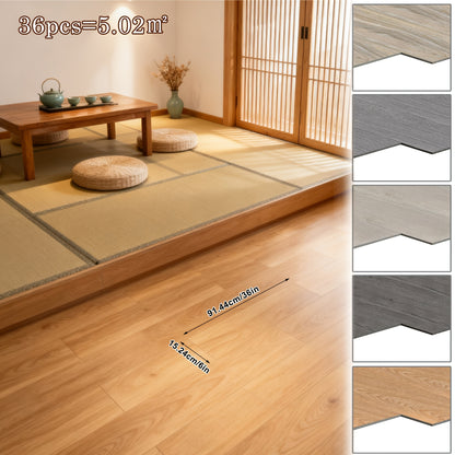 36 Stück Vinylboden Selbstklebender PVC-Boden für Badezimmer Wohnzimmer Flur Einfache Installation 3D Geprägte Holzmaserung Modernes Design