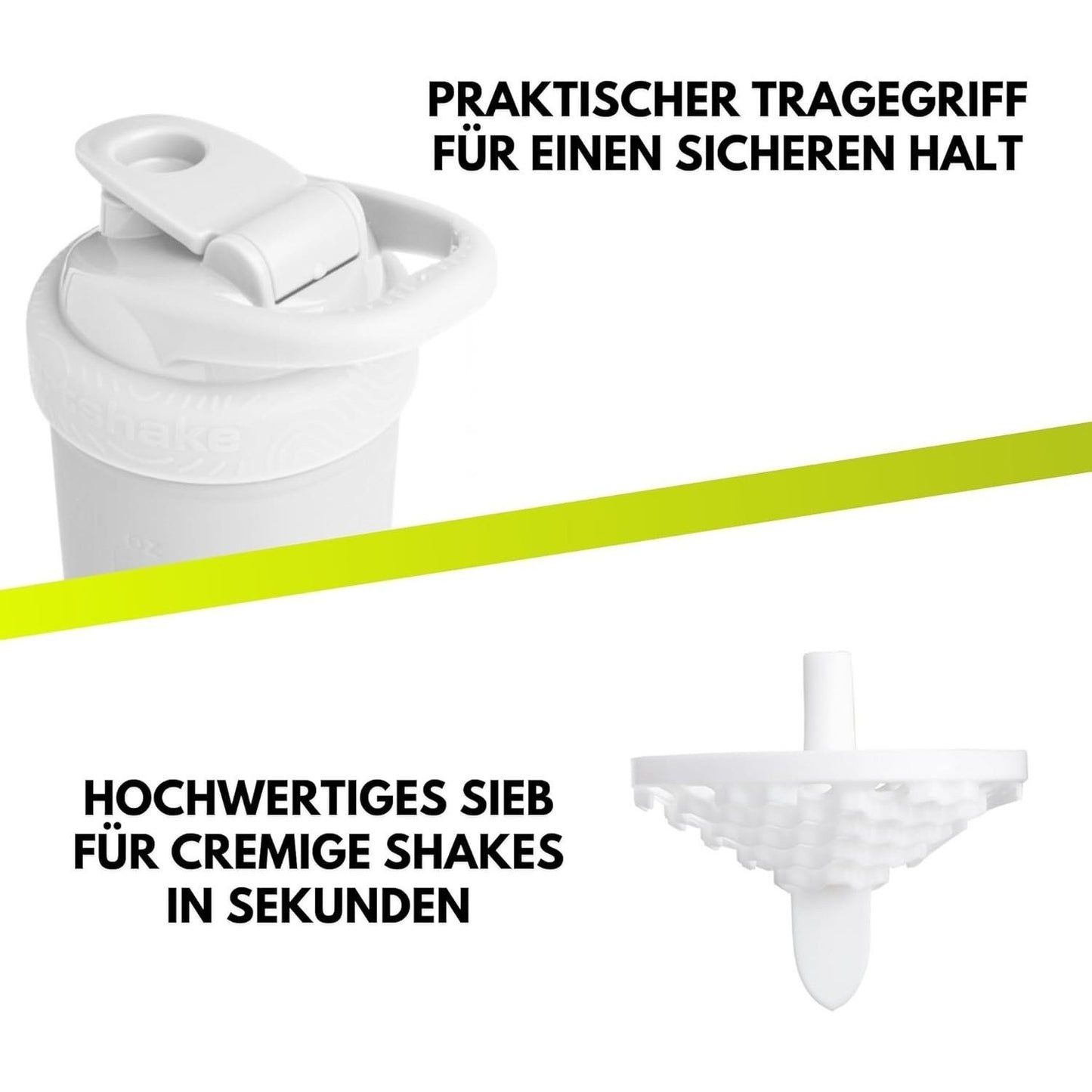 GYMSHAKER Edelstahl Protein Shaker 900ml - Geruchsfrei & hygienisch mit Waben-Sieb für cremige Shakes, auslaufsicherer Klappdeckel (Skala bis 700ml)