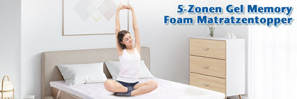H3 Topper Gel-Memory-Schaum 5-Zonen, Matratzentopper 180/ 160/140/120/90 x 200 cm, 7,5 cm und 5 cm hoch Gel Mattress Topper, mit waschbarer Bezug, 4 Anti-Rutsch-Bändern, Volle Größe Matratze, für Komfort Schlaf,mobel fur zuhause
