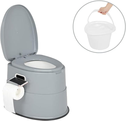 Bonnlo Campingtoilette Tragbare Reisetoilette, Abnehmbarer Inneneimer Mobile Toilette Mit Sitz, Deckel und Toilettenpapier-Halter, für Camping