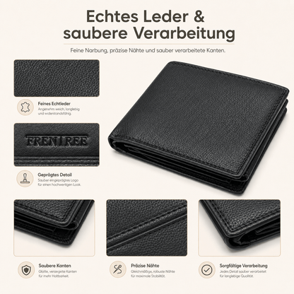 Herren Geldbörse aus echtem Nappaleder, Portemonnaie mit RFID-Schutz, 12 Kartenfächern, Geldscheinfach, für Business & Reisen