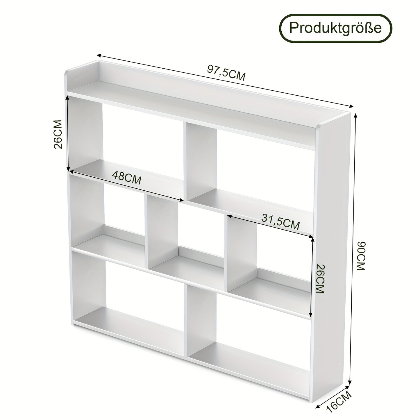 Bücherregal aus Holz/Raumteiler 102*20*90cm, 4-stöckiger Vitrineschrank, Aufbewahrungsständer, Raumteiler, Trennwand, Bücherschrank
