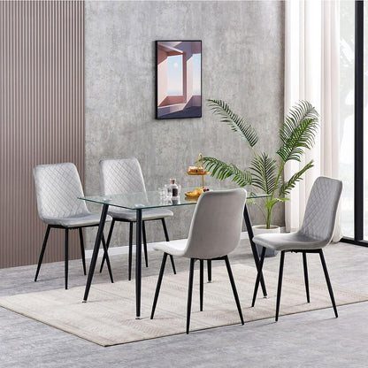 mcc direct Esszimmerstühle im 4er Set aus Samtstoff, Metallbeine, Lexi-Stühle, Desigenerstühle