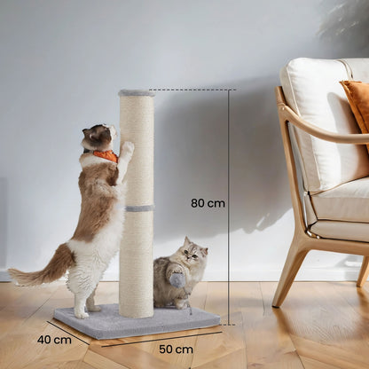 Katzenkratzbaum 50 x 40 x 85 cm, 13 cm Dicker Stamm,Katzenkratzstamm mit verstärkter Basis, Sisalstämme, Plüschballspielzeug für mittelgroße und große Katzen zum Spaß haben und Kratzen, einfaches Design, großer Katzenkratzbaum schützt Ihre Möbel, für alle