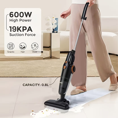 3-in-1 Leichter Kabelgebundener Staubsauger mit Handstaubsauger, Leistungsstarke Saugkraft, Kleiner tragbarer Staubsauger für Wohnheim mit HEPA-Filtern, 19KPA Stabstaubsauger, für Sofa, Vorhänge, Hartboden, Tierhaare