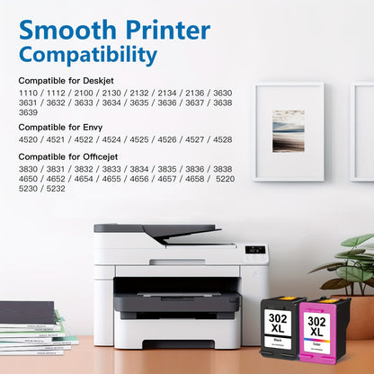 2er-Pack für HP 302XL High Yield Wiederaufbereitete Tintenpatronen (Schwarz & Farbe) - Kompatibel mit HP DeskJet 3630, 1110, 2130, Envy 4520, 4527, 4524, 4523, OfficeJet 3835, 3830, 3831, 4650, 5230 Druckern