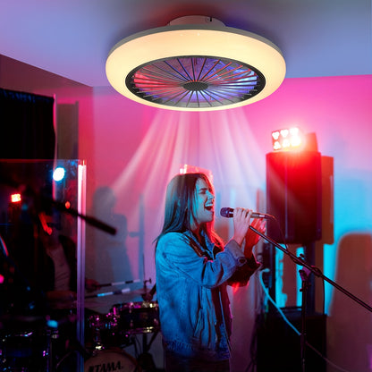 50W RGB Intelligente Deckenventilator-Leuchte | 6 Geschwindigkeiten + umkehrbarer Ventilator | APP-Steuerung | Sternenhimmel-Effekt + Musik-Sync | Leises Design | für Schlafzimmer/Wohnzimmer