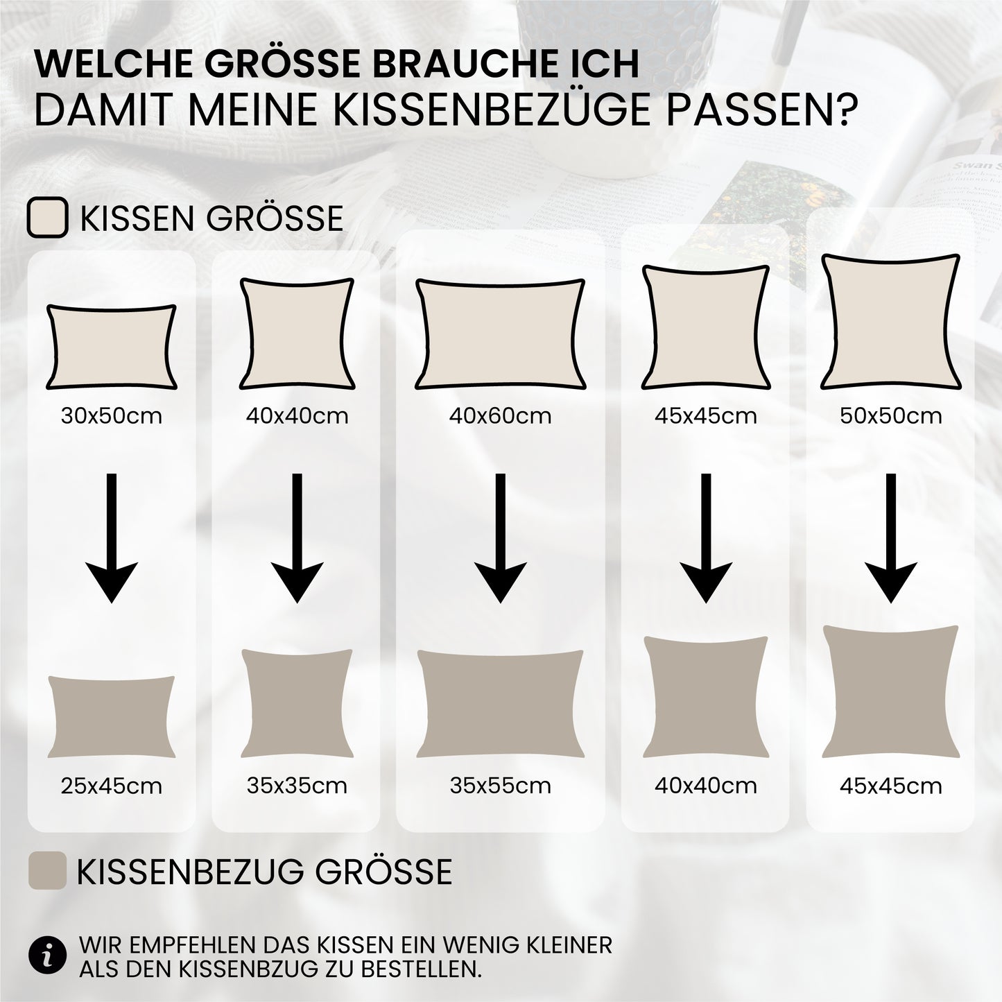 4er-Set Kopfkissen – Ideal als Bett- und Dekokissen – mit Reißverschluss für Füllung – Perfekt als Sofakissen oder Zierkissen für Couch und Sofa – Waschbar bis 60 °C