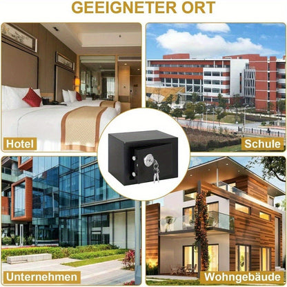 Wandsafe / Geldtresor, 6,4 l Möbeltresor für Zuhause – mit Doppelbartschloss aus Stahl, für Dokumente