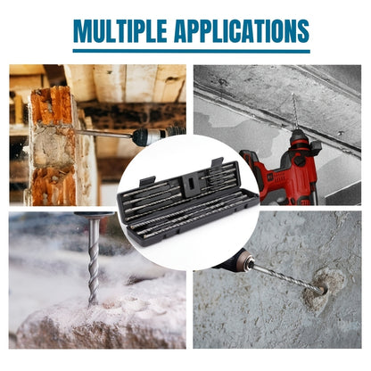11-tlg. SDS PULS Bohrhammer-Bit-Set, SDS Plus Beton-Mauerwerk-Bohrer für Beton, Stein, Ziegel, mit tragbarem Aufbewahrungskoffer 110mm/160mm/210mm/450mm langer Bohrer
