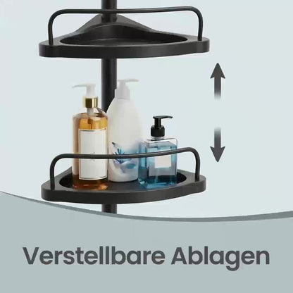 Duschregal, Eckregal Bad, mit 4 Ablagen, Badregal, Gesamthöhe 85-305 cm, höhenverstellbar, Badezimmer-Regal
