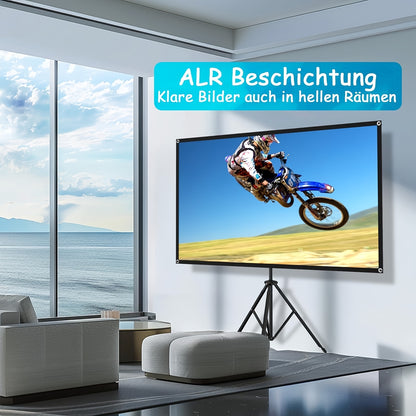 203,2 cm ALR Beamerprojektorleinwand mit Stativ, Tragetasche, 2-in-1 Wandmontage, höhenverstellbar, tragbarer 16:9 4K UHD Helle Projektion, für Outdoor Heimkino Hinterhof Kino Gaming Büro