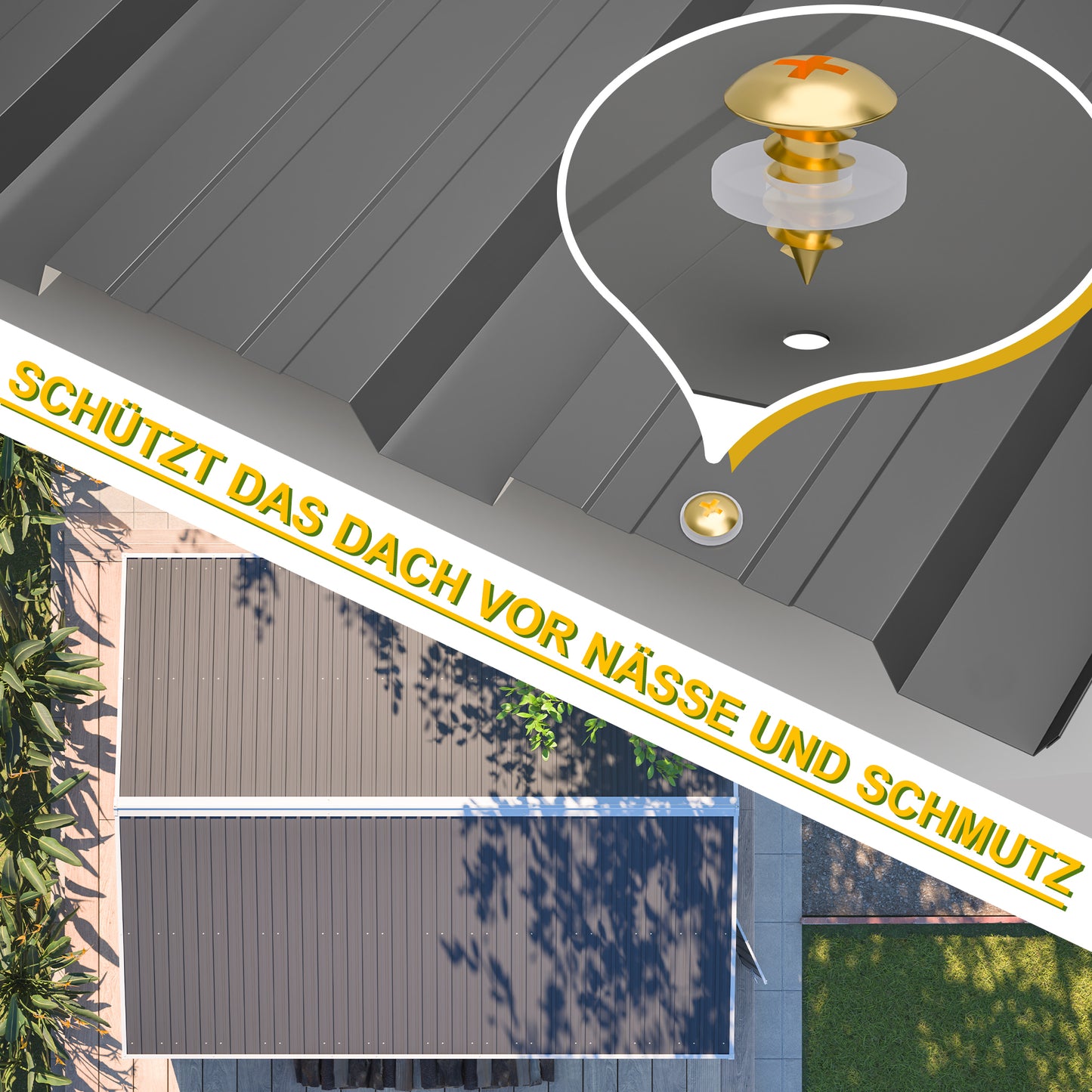 Verzinkte hochbelastbare Stahlwellbleche – 22 schwarze Trapezdachplatten (108x42,6cm, 0,25mm, 10,12m²), komplett mit Schrauben und Nägeln. Einfache Installation, vorübergehend abnehmbar für Außenkonstruktionen/Schuppen/Zäune/Wandverkleidungen.