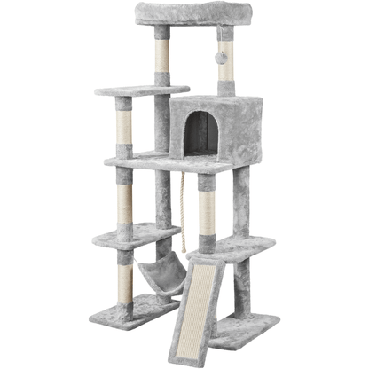 Costoffs Kratzbaum 160cm Stabiler Katzenkratzbaum Katzenbaum mit Katzenhöhlen und Plattformen Spielhaus für Katzen