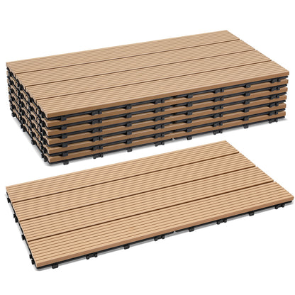 1M² WPC Terrassenfliesen 30X30Cm/60X30Cm UV-beständig für Garten und Balkon /Braun/Tek /Dunkelbraun Geeignet für den Innen- und Außenbereich Wasserdichte Bodenbeläge für Balkon und Terrasse Barfuß Leicht zu montierende Klickfliesen Set mit Drainagefunktio