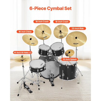 VEVOR Cymbal Pack 6er Set 10 14 16 18 20 Zoll Cymbale für Trommel