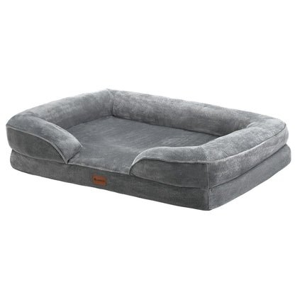 Hundebett Sheena L orthopädisch, waschbar & rutschfest 98x70x17 cm Hundesofa flauschig Hunde Grau Haustierbett Hundesofa