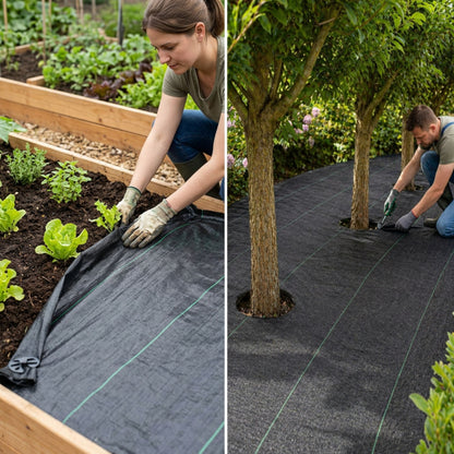 1m x 15m Unkrautvlies Rolle, robuste PP-Gartenfolie mit grünen Pflanzlinien, UV-beständiges, wasserpermeables Unkrautbekämpfungsnetz für Garten, Gemüsebeete, Blumenrabatten, Wege und Rasen