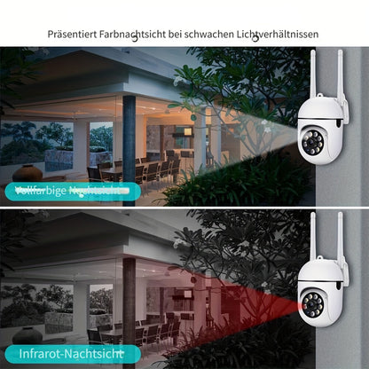 3er-Pack Ease Life 1080P Überwachungskamera für Außenbereich mit 360° Rundumsicht, Schwenk-/Neige-Kamera für die Haussicherheit im Freien mit Farb-Nachtsicht, Bewegungserkennung, 2-Wege-Audio, 2,4 GHz WLAN, Speicherkarte & Cloud-Dienst Y108, KABELEDC