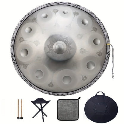10 Noten Silberne Handpan-Drum mit Man-da-la Muster