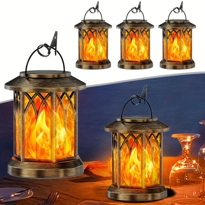 2er-Pack Solar-Laterne, Solar-Außenspiegel mit flackernder Flamme, Halloween-Dekoration, solarbetriebene Hängeleuchte für Garten, Hof, Terrasse, Rasen, Halloween-Deko-Lichter für draußen