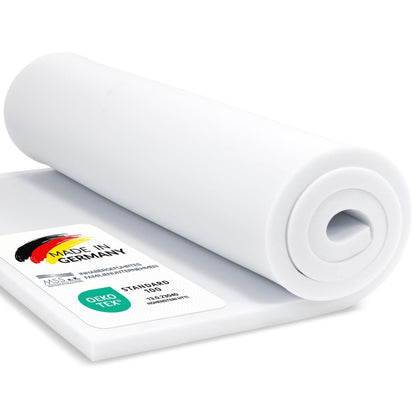 Matratzenauflage & Universelle Schaumstoffplatte (2-15 cm Höhe) – 40/60/80/90/140/160x200 cm & weitere Größen – Polsterschaum für DIY, Betten, Sitzbank, Wohnmobil & Garten – Formstabil & Atmungsaktiv – Made in Germany