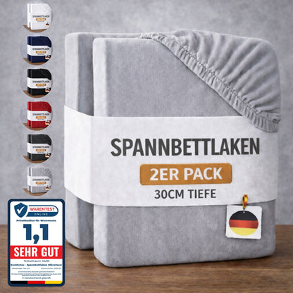 2er-Pack Spannbettlaken aus 100% Mikrofaser (90 g/m²) Elastischer Rundumgummi