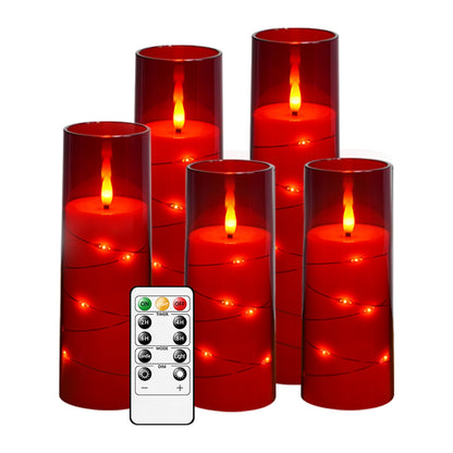 JINYANIA 5er-Pack Flammenlose LED-Kerzen mit Fernbedienung, Timer, Blinkende Flammenlose Kerzen, Geeignet für die romantische und gemütliche Atmosphäre von Ostern und Heimdekoration. Mit eingebetteten Sternenlichtern. Batteriebetriebene Kerzen. Ostergesch