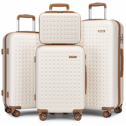 4/6-teiliges Koffer-Gepäckset mit 14/20/24/28 Zoll, Kono Stylish ABS+PC Polka Dot Hartschalenkoffer mit TSA-Schloss und Vanity Case 4-teiliges Set, Black Friday Thanksgiving Weihnachtsgeschenk