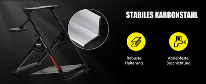 Lenkradständer für Lenkrad Gaming Wheel Stand Racing Lenkradständer mit V1 V2 Schalthebelhalterung, integriertem Getränkehalter, neigungsverstellbarem Gestell