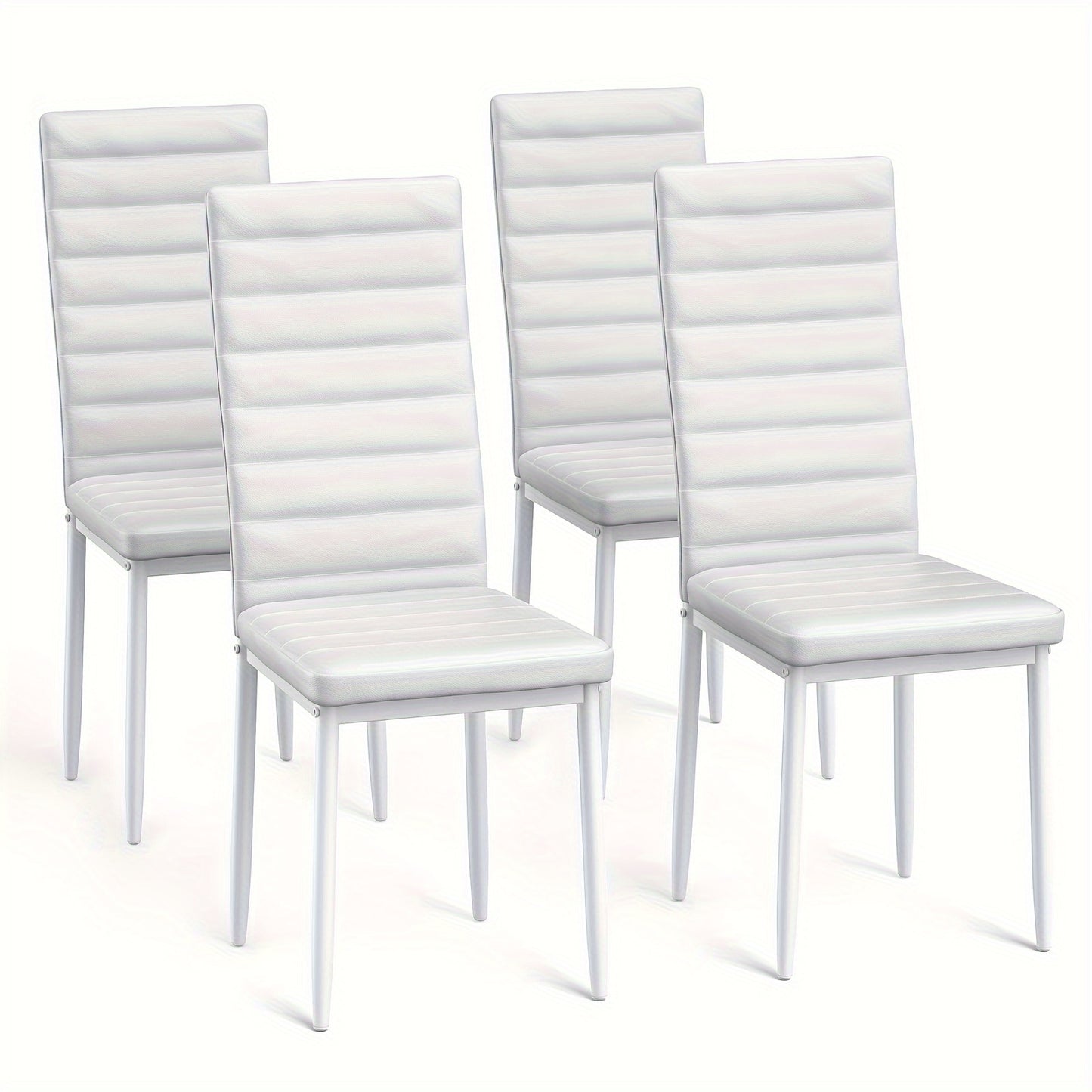 Esszimmerstühle Set mit 4 Stück, Esszimmerstühle Set für Küche, Esszimmer, Kunstleder, hoher Rücken, modern