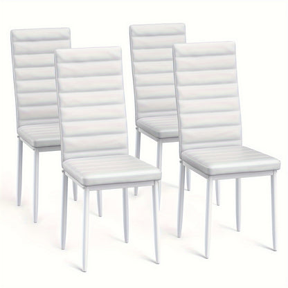 Esszimmerstühle Set mit 4 Stück, Esszimmerstühle Set für Küche, Esszimmer, Kunstleder, hoher Rücken, modern