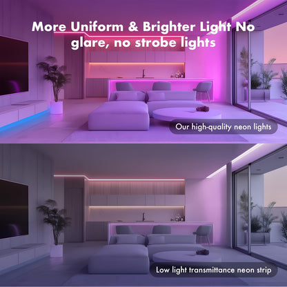 30m/20m/15m/10m/5m Neonlichtstreifen, App-Steuerung, mit Fernbedienung, IP67 flexibler Neonlichtstreifen, 24V RGB LED-Lichtstreifen, Neonseil-Licht, geeignet für Schlafzimmer, Zimmer  Außendekoration, Hofdekoration