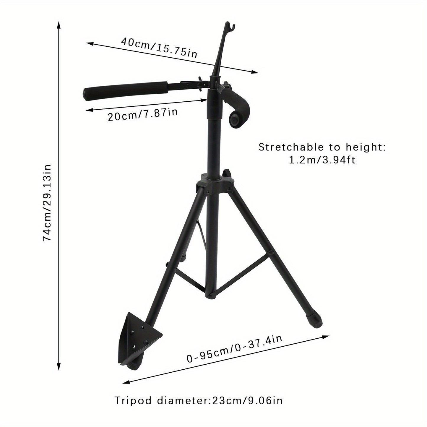 Verstellbares, faltbares Cello-Ständer | Home Black Cello-Ständer mit Haken für die Bogenhalterung, freistehend - Marke Cncest