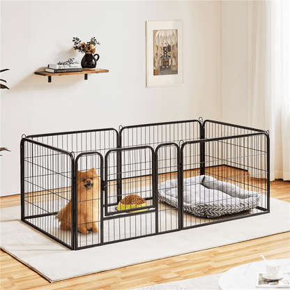 Costoffs 80 x 60 cm Hunde Laufstall Welpenlaufstall Freilaufgehege Tierlaufstall mit Tür & Bodenheringe für Indoor & Outdoor