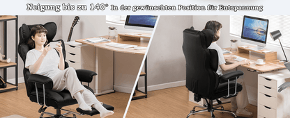 Gaming Stuhl, Gamer Stuhl, Ergonomischer Bürostuhl mit Fußstütze, Stoffoberfläche, Federsitzkissen, Gaming Chair Gepolstert, Gaming Sessel 150kg Belastbarkeit