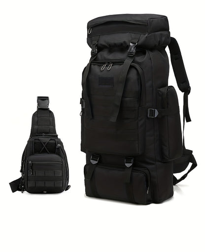 Taktischer Rucksack 2er-Set – Langlebiger Oxford-Stoff Wanderrucksack für Klettern, Camping, Reisen & Outdoor-Abenteuer – Schwerlast-Reise-Rucksack mit Mehreren Fächern, Großem Fassungsvermögen & Mehrfachtaschen-Design – Ideal für Outdoor-Aktivitäten & Re